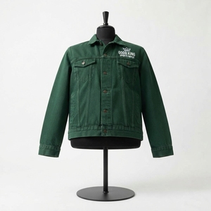 Vestes en jean élégantes pour hommes, hiver, col montant, logo sur le devant, taille et couleur personnalisées, 100% coton, écologiques - Product Image 3