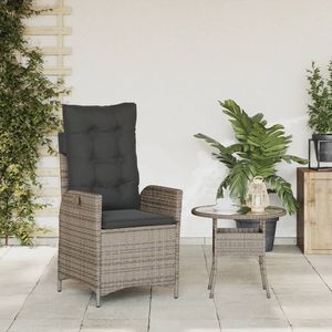 Gray Poly <b>Rattan</b> <b>Reclining</b> Patio <b>Chair</b> with Cushions - Product Image 3