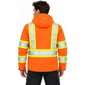 Veste de sécurité haute visibilité orange respirante grande taille avec bandes réfléchissantes et capuche, imperméable, vêtements de travail d'hiver, classe 3 ANSI - Product Image 5