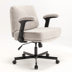 Sedia da Ufficio Comoda con Gambe Incrociabili, Cuscino Spesso, Seduta Larga, Braccioli Girevoli Regolabili, Tessuto Confortevole, Ruote - Product Image 2