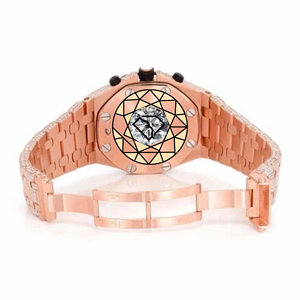 Reloj de Lujo para Hombre, Estilo Hip Hop, de Acero Inoxidable con Incrustaciones de Moissanita en Oro Rosa, Cronógrafo con Movimiento de Cuarzo, 46 mm - Product Image 6