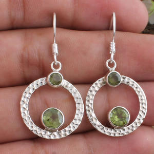 Boucles d'oreilles en argent sterling 925 avec péridot naturel de qualité AAA, pierres précieuses vert olive, bijoux pierres de naissance d'août pour femmes - Product Image 3