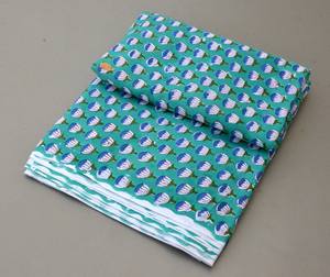 Jaipuri style Teal Lotus Hand Block Printed Cotton Fabric | Soft Indian Floral Cotton Yardage for Clothing & Home Décor - Product Image 4