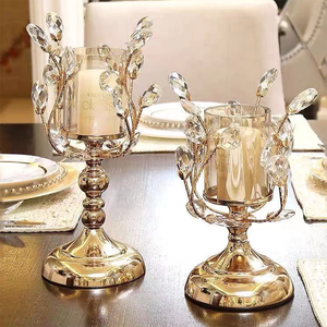 Candelabro de Hierro Forjado Hecho a Mano, Estilo Europeo Americano, de Lujo Ligero, Ecológico, con Diseño de Cristal para Cenas Navideñas - Product Image 1