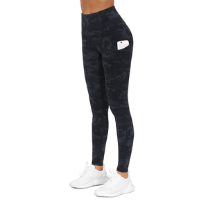 High Waist Full Length Printed <b>Leggings</b> <b>Women</b> Sporty Stretch Breathable Yoga Pants With Pockets Camo <b>Pattern</b> Knitted Activewear - Product Image 2
