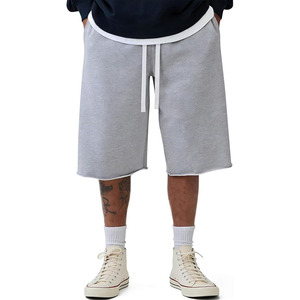 Shorts amples en molleton de coton pour hommes 2026, style Y2K, décontractés, au-dessus du genou, avec ourlet brut et poches, pour la gym - Product Image 1