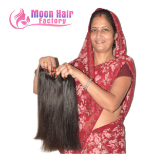 Extensiones de Cabello Humano Indio Remy Liso de Una Sola Capa con Puntas de Corte Recto de Precisión, Doble Trama a Máquina, Densidad Completa, Natural - Product Image 6