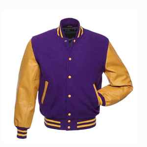 Custom Team Embroidery Logo Print Name <b>Leather</b> Sleeves Bomber Baseball Winter Varsity <b>Jacket</b> for <b>Men</b> - Product Image 1