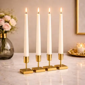 Ensemble de bougies coniques modernes en cire de paraffine blanche - Sans fumée pour la Saint-Valentin et la décoration de balcon du Ramadan avec lanternes et guirlandes lumineuses - Product Image 2