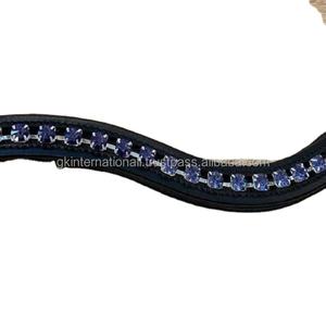 Diadema de Cuero Genuino Hecha a Mano con Cristales Morados Degradados de 8mm, Talla Full Cob - Product Image 1