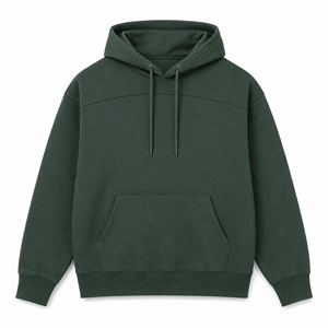 Sweat à capuche personnalisé vert forêt épais pour homme, respirant, avec poches, épaules tombantes, en molleton de coton, style streetwear, OEM ODM - Product Image 1