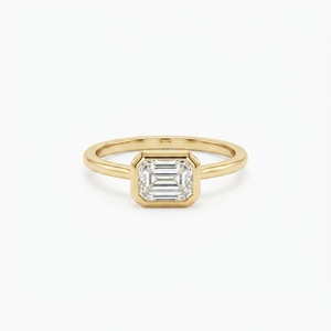 Anillo de Compromiso de Diamante Cultivado en Laboratorio con Corte Esmeralda Platino, Certificado IGI, Oro Sólido de 10K, 14K, 18K, Color DEF, Claridad VS VVS - Product Image 2