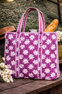 Bolsa de Mano de Algodón Estampada a Mano, Bolsa de Mano de Algodón Hecha a Mano en India, Bolsa de Mano para Mujer, Bolsa de Hombro Acolchada Estampada a Mano - Product Image 2
