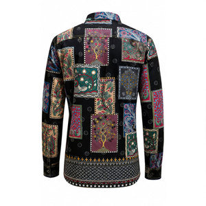 เสื้อเชิ้ตแขนยาวผ้าฝ้ายพิมพ์ลายสำหรับผู้ชาย พร้อมลายปะติด ระบายอากาศได้ดี เหมาะสำหรับทำงานและแฟชั่น - Product Image 3