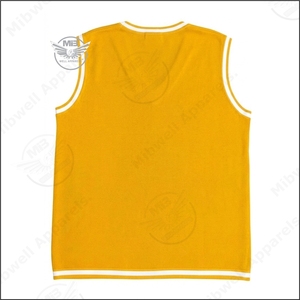 Gilet en tricot sans manches pour femme, col en V, or jaune, avec logo brodé blanc, style preppy, à porter toute l'année - Product Image 2