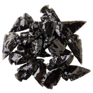 Bijoux personnalisés de qualité supérieure en obsidienne noire et agate, gravés, motif féerique, pointe de flèche en forme de croissant, pierre précieuse, faits à la main - Product Image 4