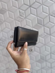 2026 Latest Genuine Leather Short Wallet Full Grain Minimalist Design Slim Purse Cash <b>Card</b> Wallet Unisex Daily Use Black <b>Colour</b> - Product Image 2