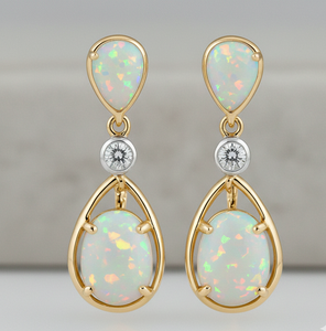 Pendientes de Ópalo Blanco en Forma de Pera y Ovalados, Plata 925, Chapados en Oro de 18K, Pendientes Colgantes para Fiesta, Regalo para Boda - Product Image 4