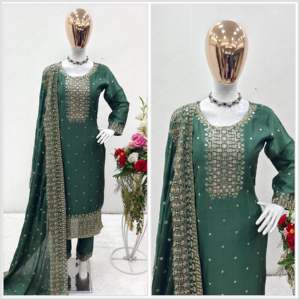 Elegant Simple Style Beautiful Party Wear Top with Dupatta <b>Set</b> in Chiffon with Embroidery Sheath Silhouette <b>Square</b> Collar - Product Image 3