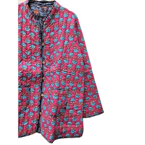 Chaqueta acolchada de algodón de estilo bohemio Vintage hecha a mano para mujer invierno suave ajuste cómodo transpirable estampado rayas botón - Product Image 3
