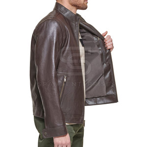 Chaqueta de Cuero de Alta Calidad para Hombre, Chaqueta de Motociclista, Ropa de Exterior, Chaqueta de Moda, Chaqueta de Cuero con Cuello Alto para Hombre - Product Image 2