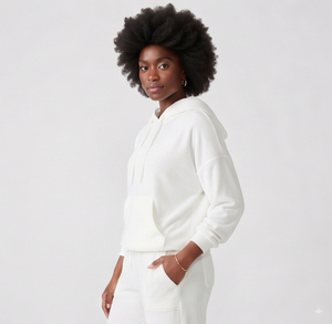 Survêtement à capuche pour femme, manches longues, coupe ample, décontracté, 100% coton, avec cordon de serrage à la taille, vêtements de sport - Product Image 5