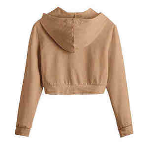 Sudaderas con capucha para mujer con logo personalizado, sudaderas transpirables a la moda, sudaderas cortas con capucha para mujer, sudaderas para mujer en venta - Product Image 2