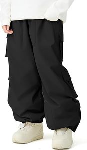กางเกงคาร์โก้สีดำแบบยูนิเซ็กซ์ เอวผูกเชือก ขากว้าง แห้งเร็ว ผลิตจากโพลีเอสเตอร์ สำหรับผู้ใหญ่ - Product Image 4