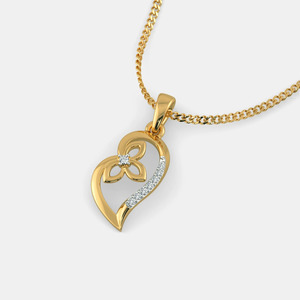 Yellow Gold Butterfly Heart Lab Grown Diamond Pendant Necklace - Product Image 6