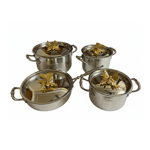 Luxury Gold Hammered Casserole <b>Pan</b> Pots Set Europe Decorative Butterfly <b>Lids</b> Premium Stainless Steel Eco-Friendly Gas Induction - Product Image 6