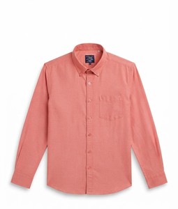 Men's Coral Solid Cotton Dress Shirt Full Sleeve Turn-<b>down</b> Collar Smart Casual Spring Wear - Product Image 4