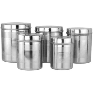 Paquete de 5 frascos de acero inoxidable de alta calidad, recipientes de vidrio chapados para cocina moderna para negocios, comida, amor, decoración - Product Image 4