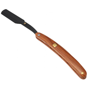 Rasoir de coiffeur professionnel à lame unique avec manche en bois Lame de rasoir à bord droit en acier inoxydable de haute qualité - Product Image 3