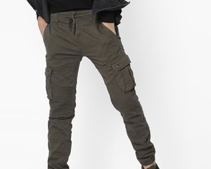 Pantalones Cargo Color Oliva para Hombre, Corte Recto, Múltiples Bolsillos, Peso Medio, Transpirables, Estilo Workwear, Cierre de Cremallera - Product Image 3