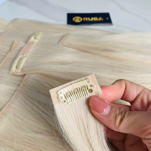Extensiones de Cabello con Clip, Hechas con Cabello Humano Virgen de Vietnam, Tono Rubio, Textura Lisa, Compra al por Mayor - Product Image 1