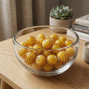 Cuentas de vidrio transparente hechas a mano con técnica de lampwork – Paquete de 50 cuentas redondas de 12 mm para la elaboración de joyas y proyectos de manualidades DIY - Product Image 3