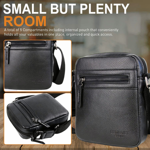 Bolso bandolera de cuero negro pequeño con cierre de cremallera, bolso de hombro tipo bandolera para hombres y mujeres, uso diario, para todas las estaciones, ligero - Product Image 5