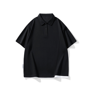 Polo en coton uni pour homme grande taille, manches courtes, style décontracté, tissu Oxford tissé, teinture unie - Product Image 1