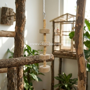 Natural Coffee Wood Bamboo Hanging Bird Perch <b>Ladder</b> Toy <b>Small</b> Birds Pet Cage Stand Accessories Wholesale Dekor Asia - Product Image 6
