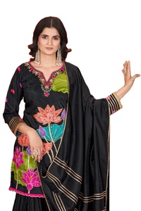 Latest Traditional Winter Indian Embroidered Sharara Gharara Kurti Set Muslin Cotton Pakistani Designer Customize Ethnic Wear - Product Image 5