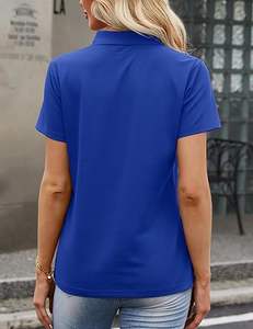 เสื้อโปโลผู้หญิง สีขาว ปกคอพับ แขนครึ่งตัว สวมใส่สบายๆ สำหรับสุภาพสตรี - Product Image 4