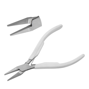 Flat Nose Plier 120mm Smooth Jaws With Spring & White Handles Joint Box Jewelry Making Precision <b>Wire</b> Wrapping Nose Pliers - Product Image 1
