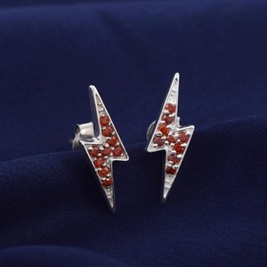 ต่างหูเงินแท้ 925 อินเดีย ปี 2026 รูปสายฟ้าสุดน่ารัก ประดับด้วยพลอยโกเมนธรรมชาติ ต่างหูแบบติดหู งานละเอียด ของขวัญวันครบรอบ - Product Image 5