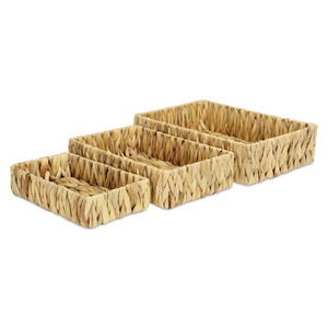 Rectangle water hyacinth kitchen <b>basket</b> containers premium quality hand weave nested laundry <b>basket</b> - Product Image 5