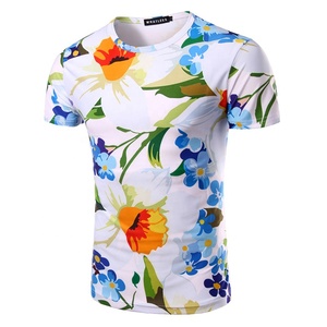 เสื้อยืดคอกลมแขนสั้นลายดอกไม้ลำลองสำหรับผู้ชาย ผ้าฝ้ายถัก 100% ย้อมสีพื้น จากบังกลาเทศ สินค้ามาใหม่ - Product Image 4