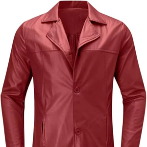 Manteau en cuir sur mesure pour homme avec décoration en fourrure, vestes en cuir pour homme, manteaux longs en cuir synthétique pour homme - Product Image 1