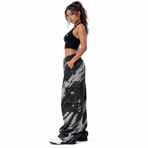 Pantalones deportivos ligeros personalizados para mujer, de cintura alta, estilo urbano holgado con decoración pintada, pantalones casuales apilados para hombre - Product Image 2