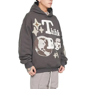 Sudadera con Capucha para Hombre, Estilo Casual, con Estampado Puff, de Algodón Premium, Talla Grande, Fabricación OEM - Product Image 4