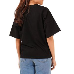 Camiseta Oversize Lisa de Algodón y Poliéster con Logo Personalizado al por Mayor para Mujer, Cuello Redondo, Holgada, Casual, para Marca Privada - Product Image 2