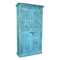 Armoire en bois sculptée à la main, artisanat ancien Haswani